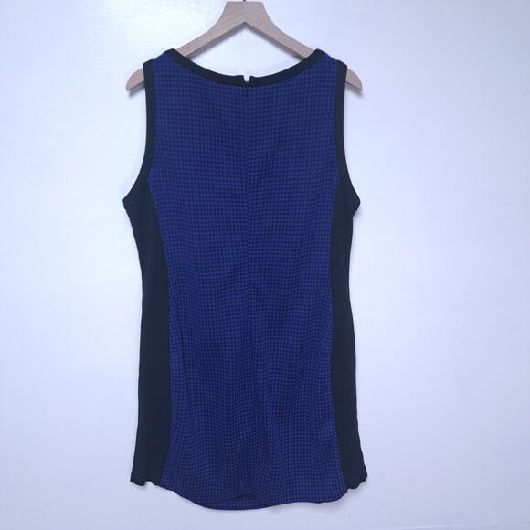 Anthropologie Hutch 1X Knit Sheath Sleeveless Dress Blue Black Houndstooth - Picture 5 of 7